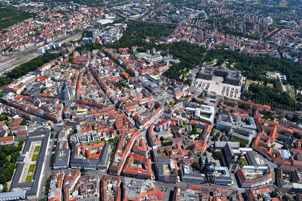 Luftbild Würzburg - Stadtzentrum im Innenstadtbereich in Würzburg im Bundesland Bayern, Deutschland