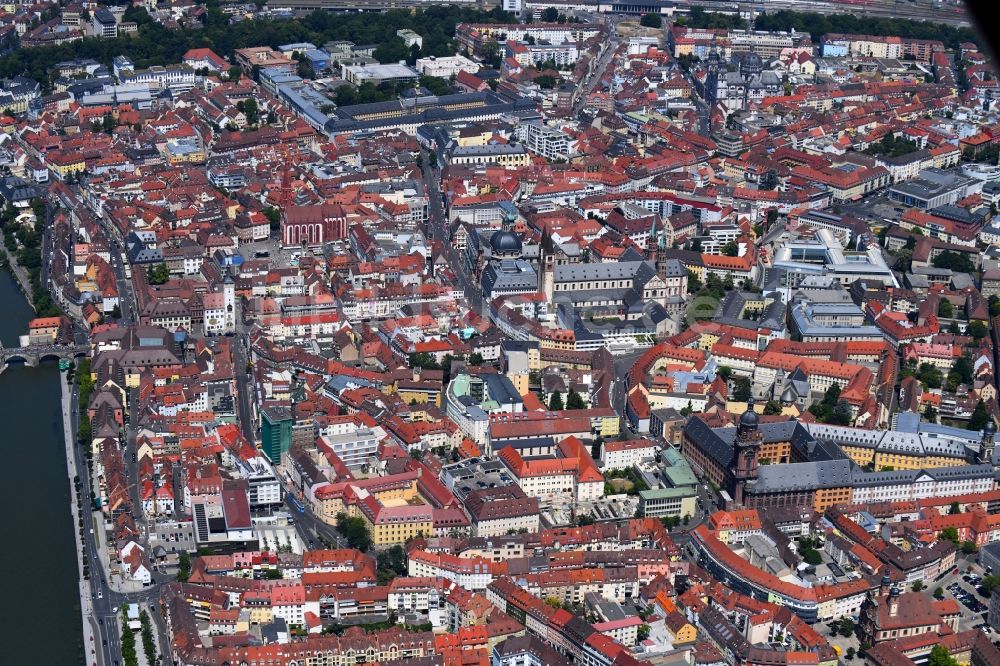 Würzburg von oben - Stadtzentrum im Innenstadtbereich in Würzburg im Bundesland Bayern, Deutschland