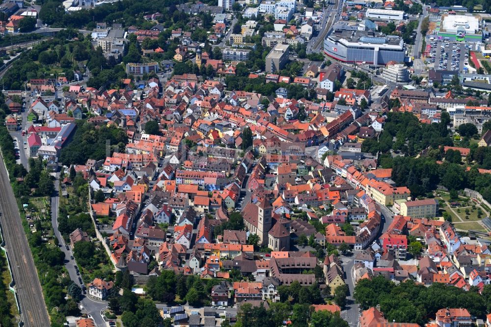 Luftbild Würzburg - Stadtzentrum im Innenstadtbereich in Würzburg im Bundesland Bayern, Deutschland