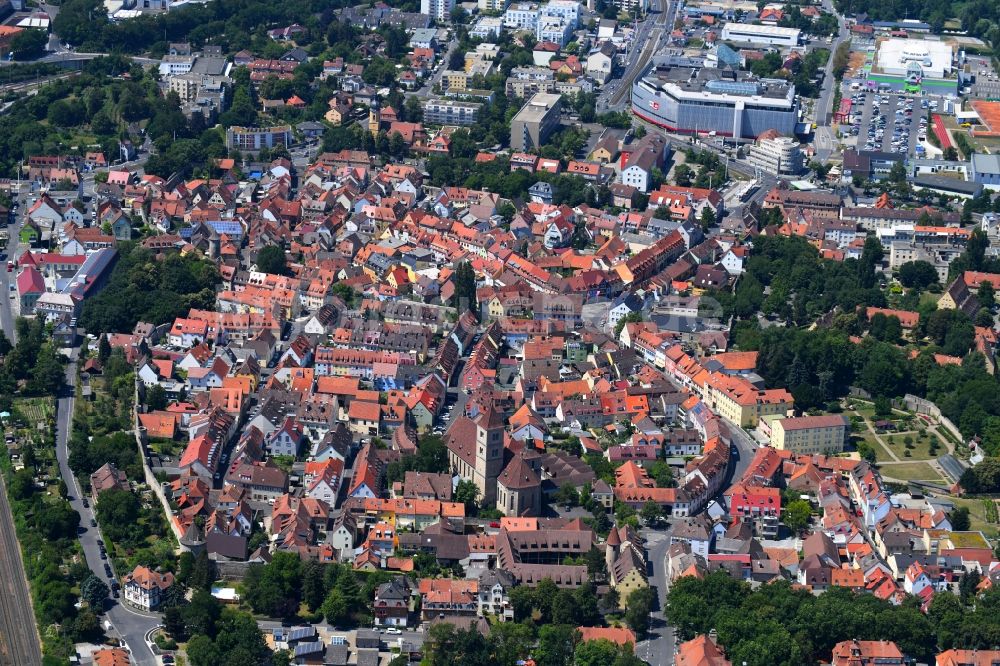 Luftaufnahme Würzburg - Stadtzentrum im Innenstadtbereich in Würzburg im Bundesland Bayern, Deutschland