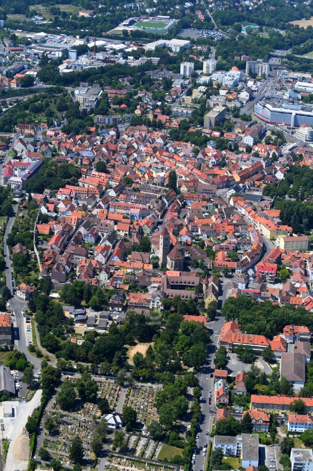 Würzburg von oben - Stadtzentrum im Innenstadtbereich in Würzburg im Bundesland Bayern, Deutschland