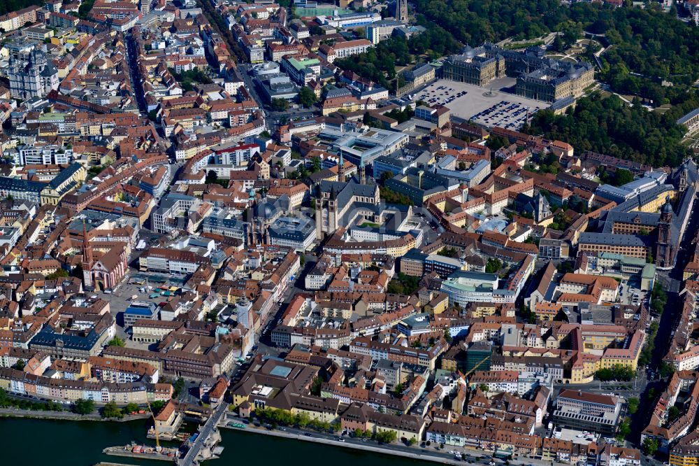 Luftaufnahme Würzburg - Stadtzentrum im Innenstadtbereich in Würzburg im Bundesland Bayern, Deutschland