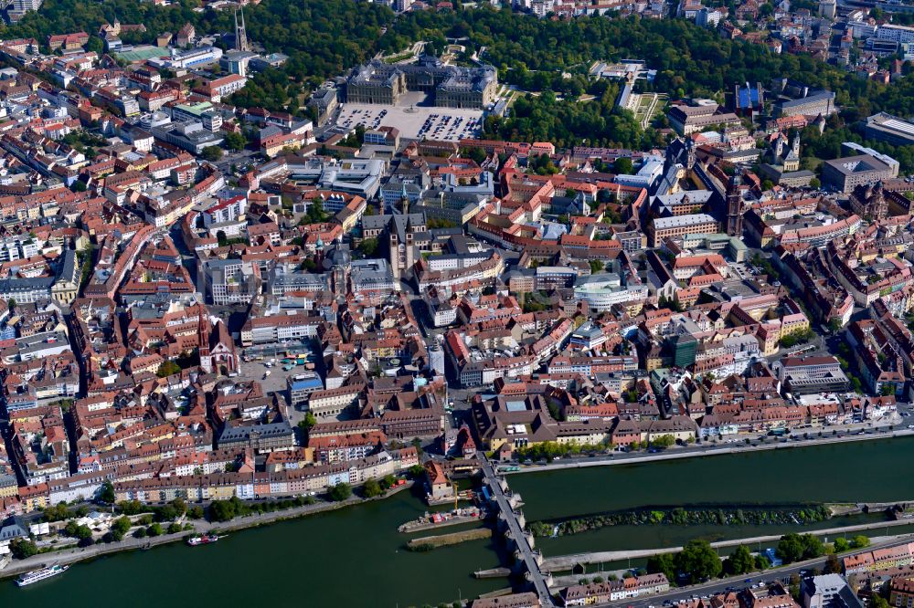 Würzburg von oben - Stadtzentrum im Innenstadtbereich in Würzburg im Bundesland Bayern, Deutschland