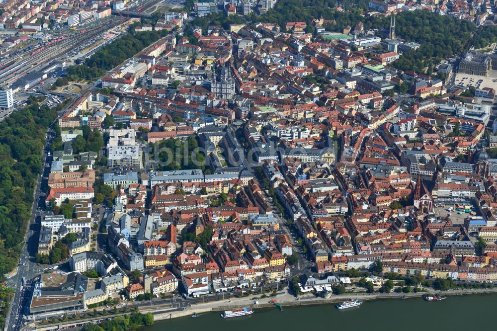 Luftbild Würzburg - Stadtzentrum im Innenstadtbereich in Würzburg im Bundesland Bayern, Deutschland