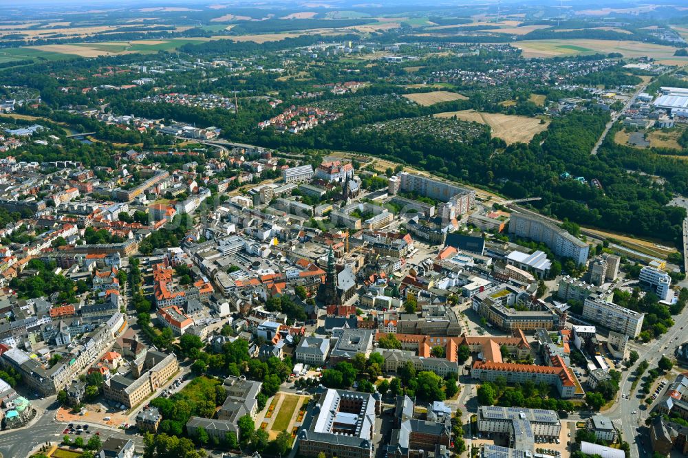 Zwickau aus der Vogelperspektive: Stadtzentrum im Innenstadtbereich in Zwickau im Bundesland Sachsen, Deutschland