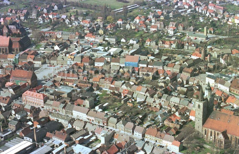 Jüterbog / Brandenburg aus der Vogelperspektive: Stadtzentrum von Jüterbog in Brandenburg.