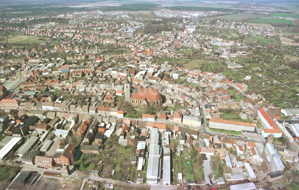 Jüterbog / Brandenburg von oben - Stadtzentrum von Jüterbog in Brandenburg.