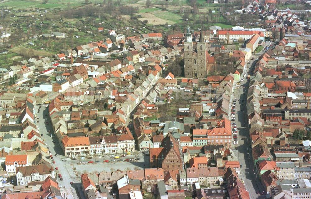 Luftbild Jüterbog / Brandenburg - Stadtzentrum von Jüterbog in Brandenburg.