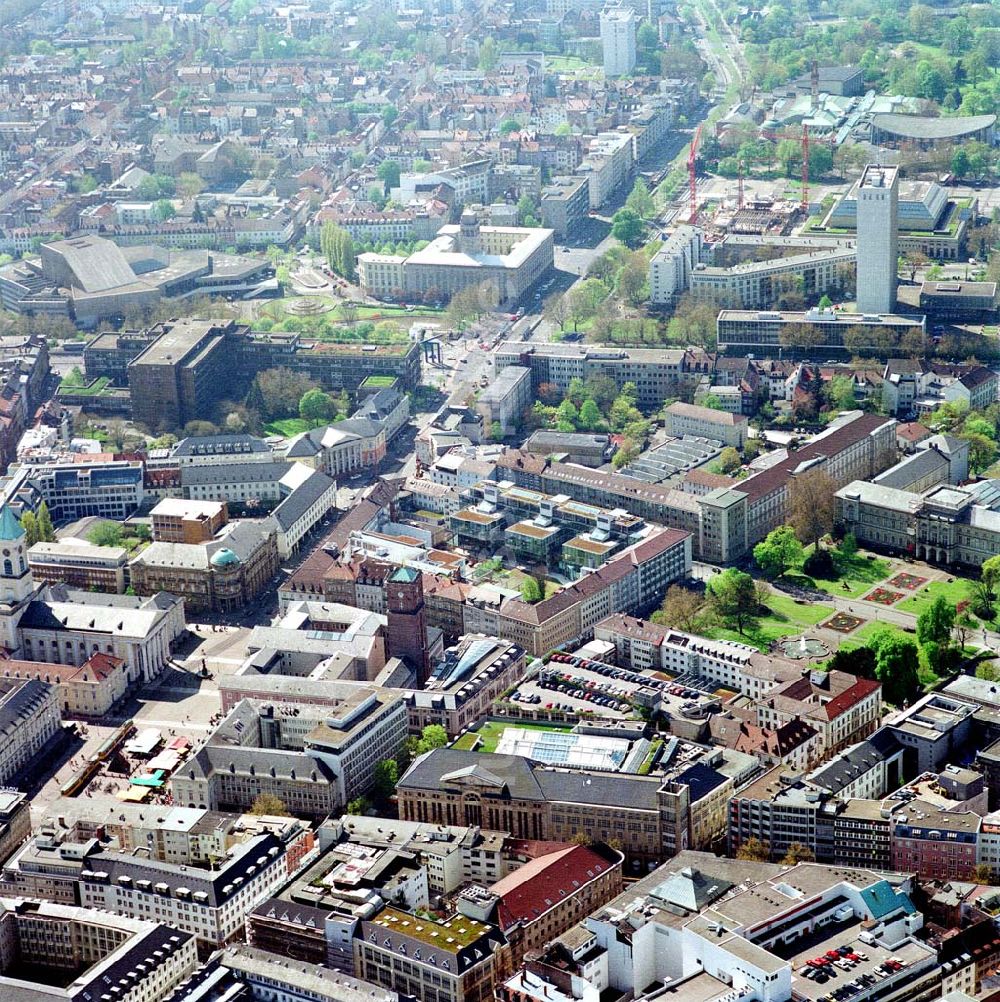 Karlsruhe von oben - Stadtzentrum von Karlsruhe.