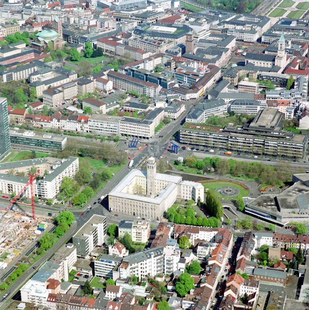 Luftaufnahme Karlsruhe - Stadtzentrum von Karlsruhe.