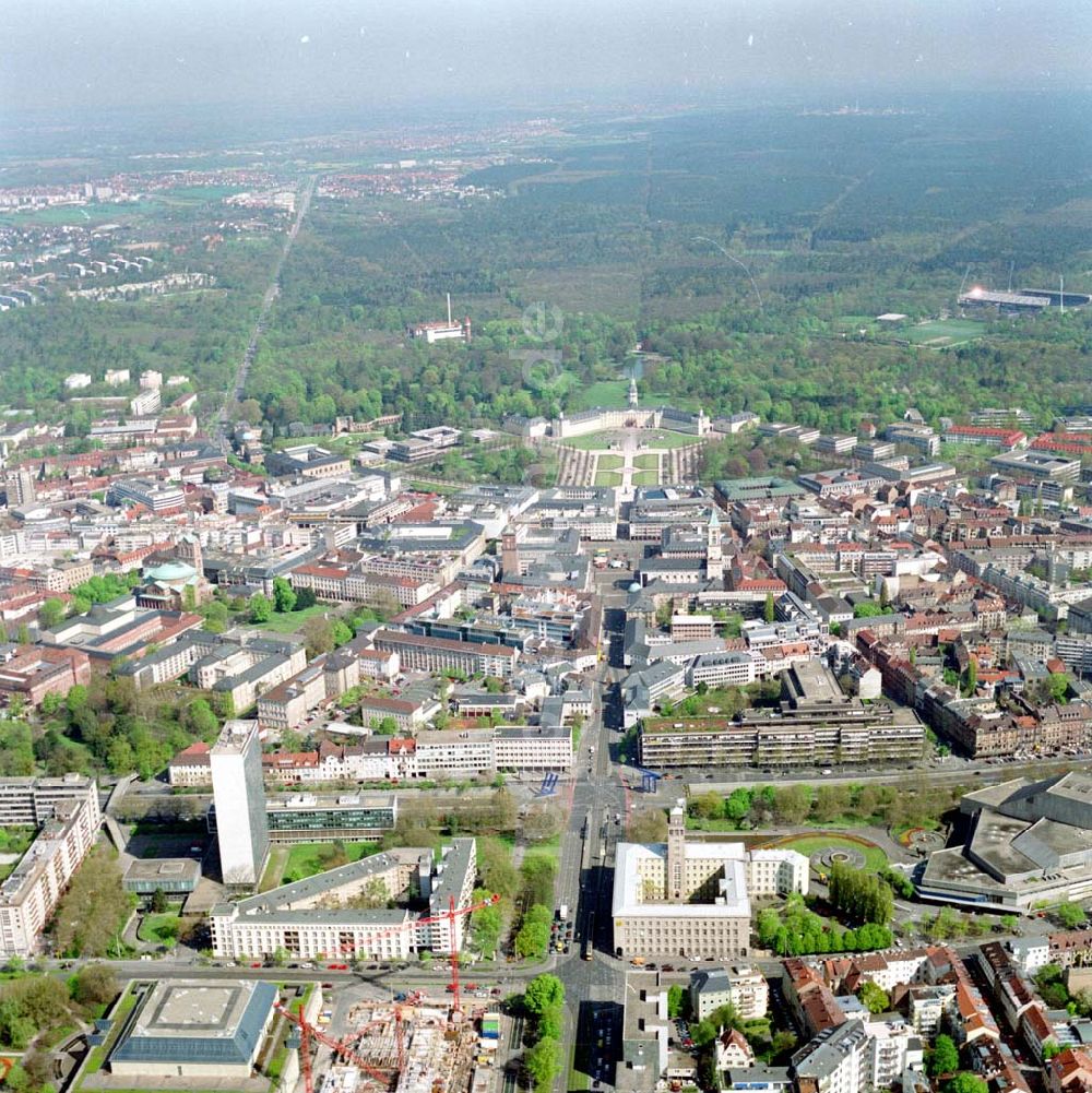 Karlsruhe von oben - Stadtzentrum von Karlsruhe.