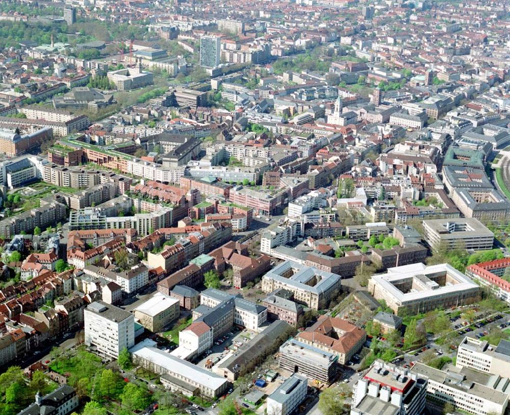 Luftaufnahme Karlsruhe - Stadtzentrum von Karlsruhe.