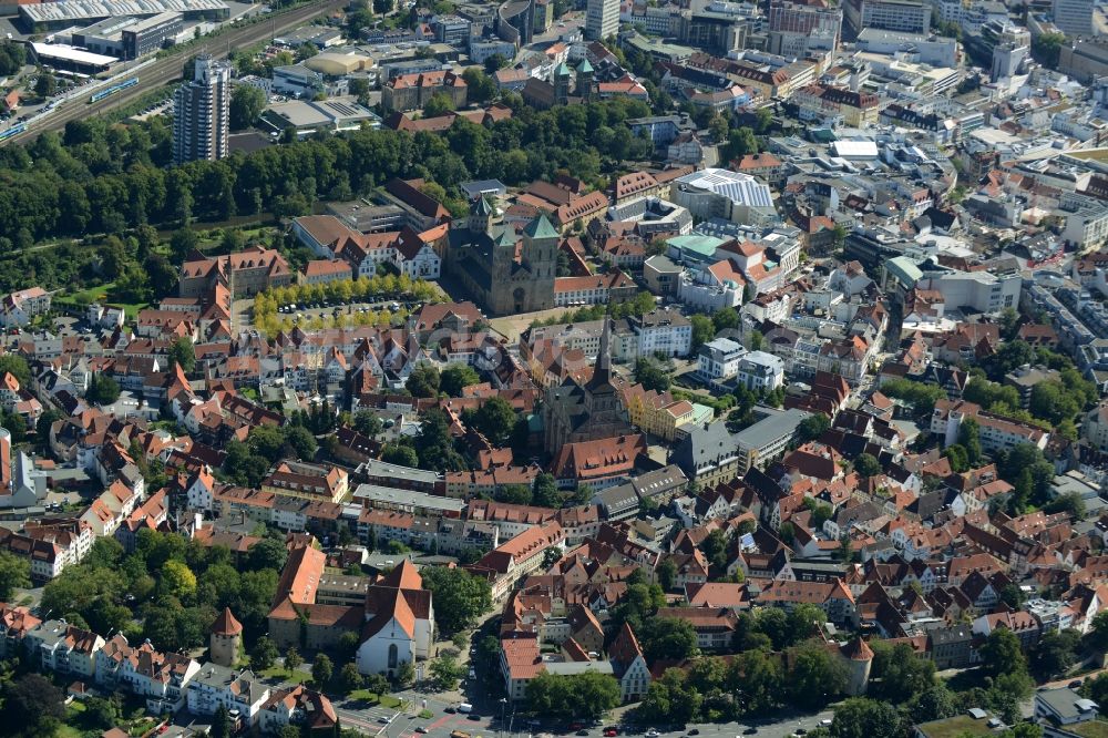 Osnabrück aus der Vogelperspektive: Stadtzentrum im nördlichen Innenstadtbereich von Osnabrück im Bundesland Niedersachsen