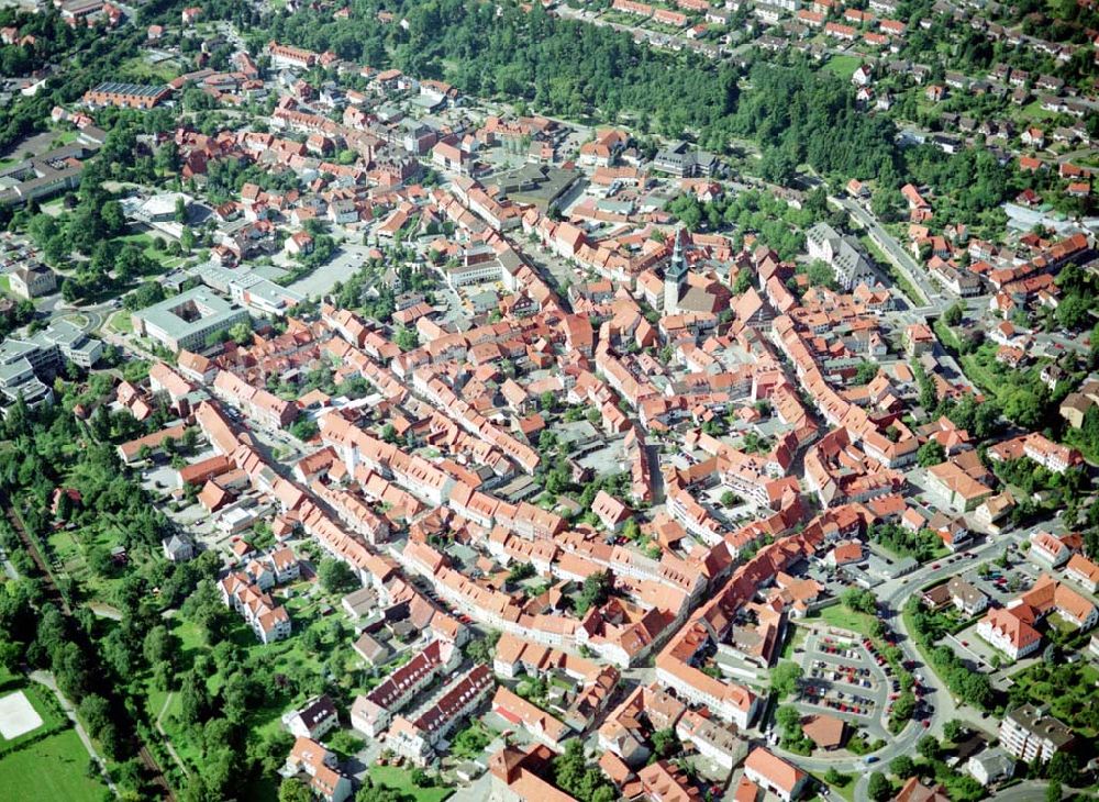 Osterrode aus der Vogelperspektive: Stadtzentrum von Osterrode im Westharz