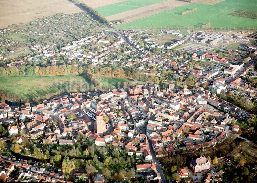 Luftbild Perleberg / MV - Stadtzentrum von Perleberg in Mecklenburg - Vorpommern.