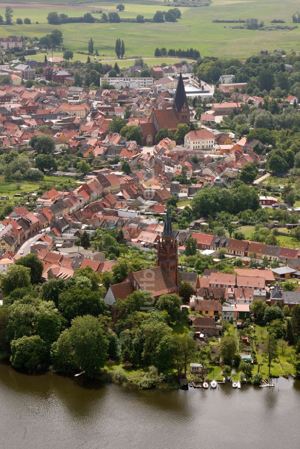 Luftaufnahme Röbel/Müritz - Stadtzentrum in Röbel/Müritz im Bundesland Mecklenburg-Vorpommern