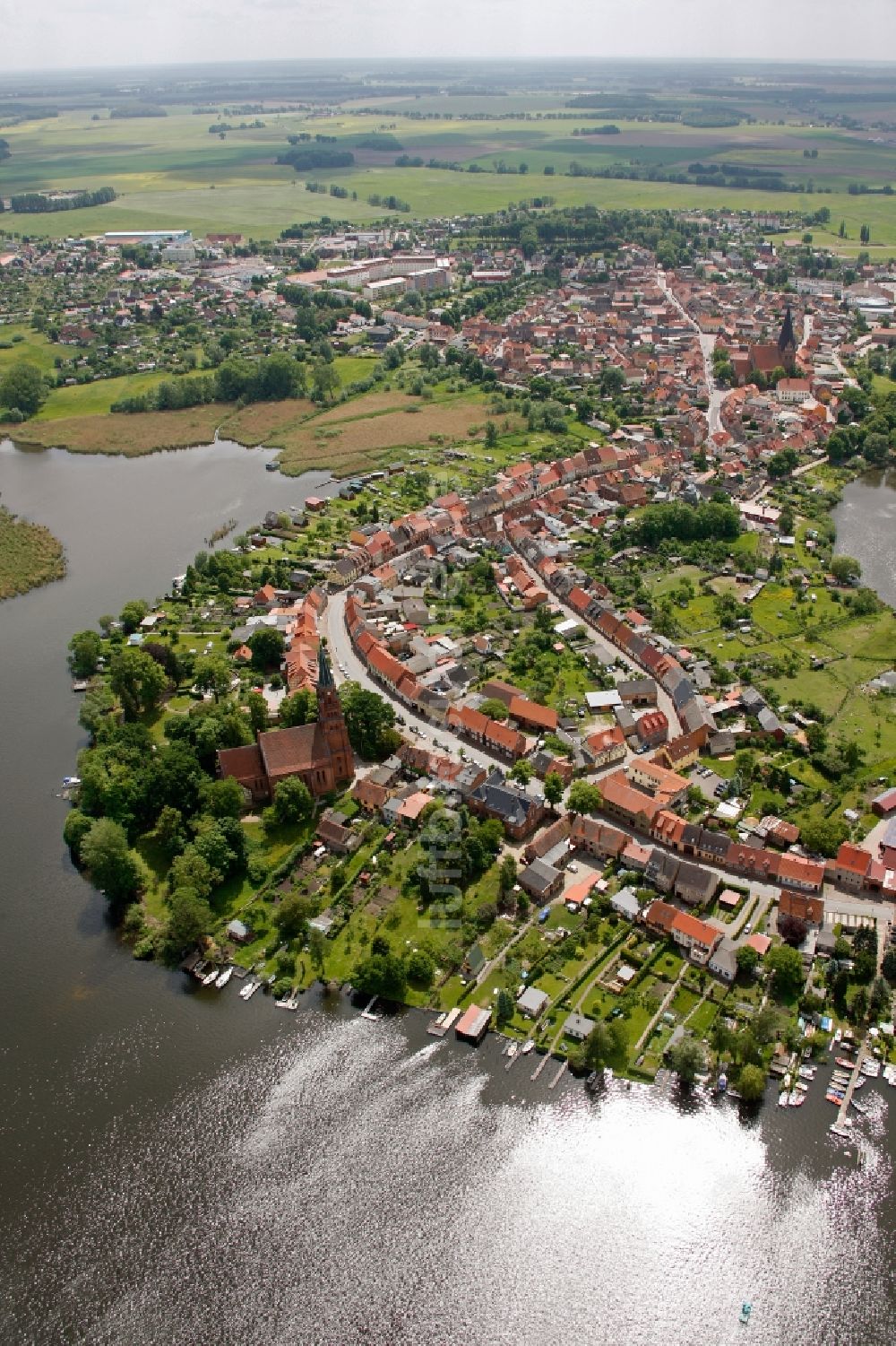 Röbel/Müritz von oben - Stadtzentrum in Röbel/Müritz im Bundesland Mecklenburg-Vorpommern