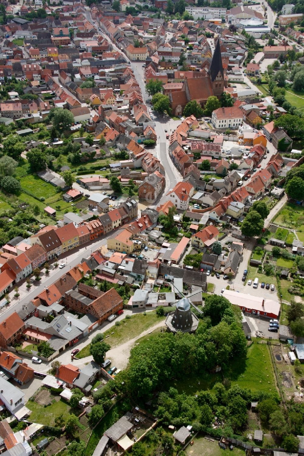 Röbel/Müritz aus der Vogelperspektive: Stadtzentrum in Röbel/Müritz im Bundesland Mecklenburg-Vorpommern