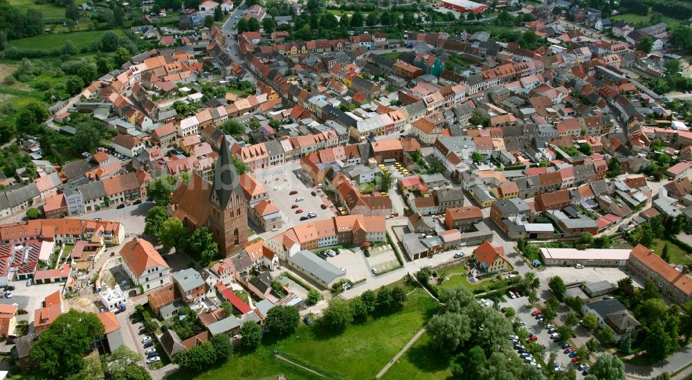 Röbel/Müritz von oben - Stadtzentrum in Röbel/Müritz im Bundesland Mecklenburg-Vorpommern