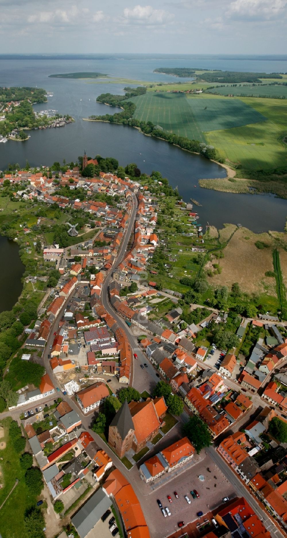 Röbel/Müritz aus der Vogelperspektive: Stadtzentrum in Röbel/Müritz im Bundesland Mecklenburg-Vorpommern