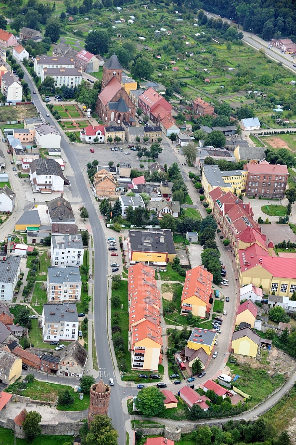 Recz / Reetz aus der Vogelperspektive: Stadtzentrum von Reetz in der Woiwodschaft Westpommern