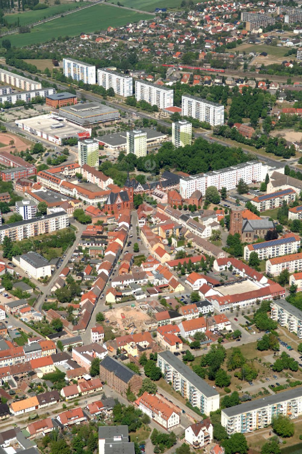 Luftbild - Stadtzentrum von Schwedt an der Oder