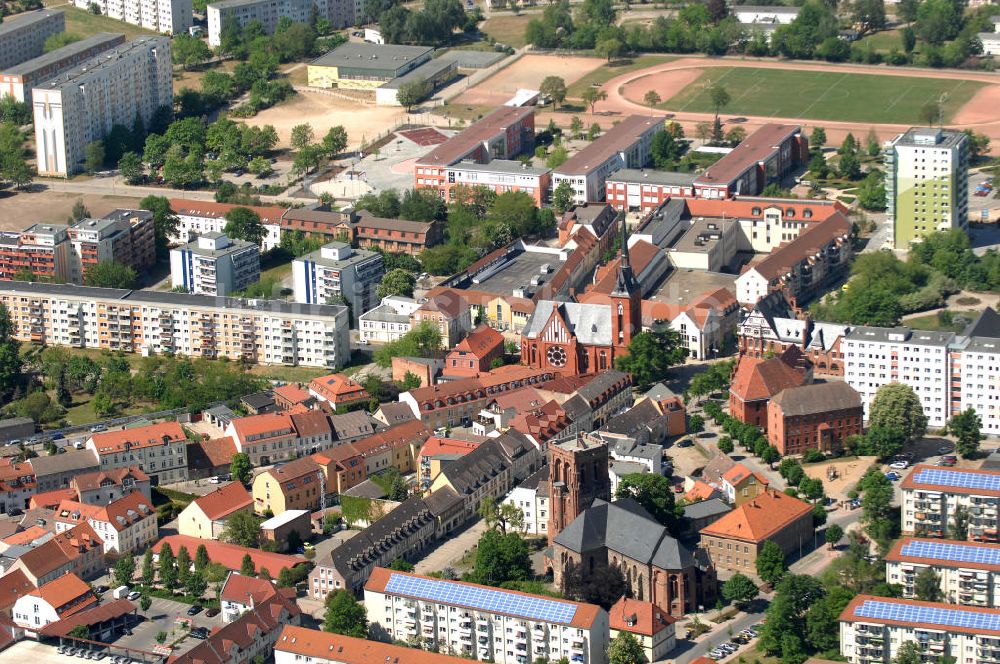 Luftaufnahme - Stadtzentrum von Schwedt an der Oder