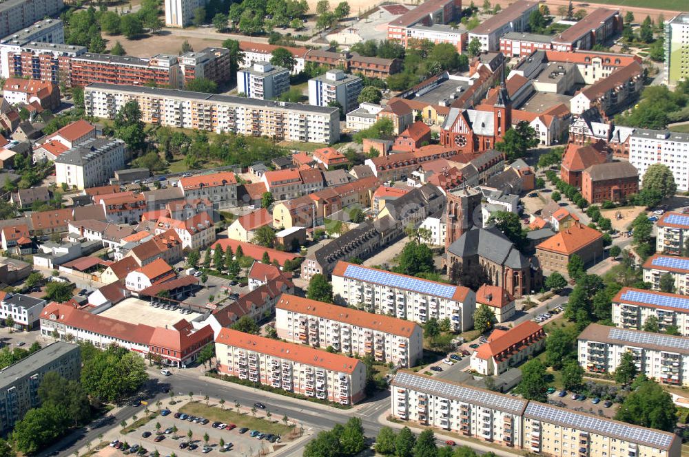  von oben - Stadtzentrum von Schwedt an der Oder