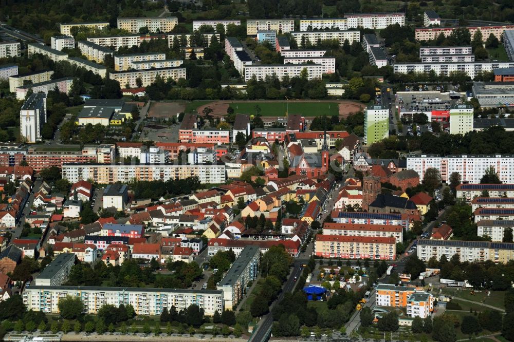 Schwedt/Oder aus der Vogelperspektive: Stadtzentrum in Schwedt/Oder im Bundesland Brandenburg