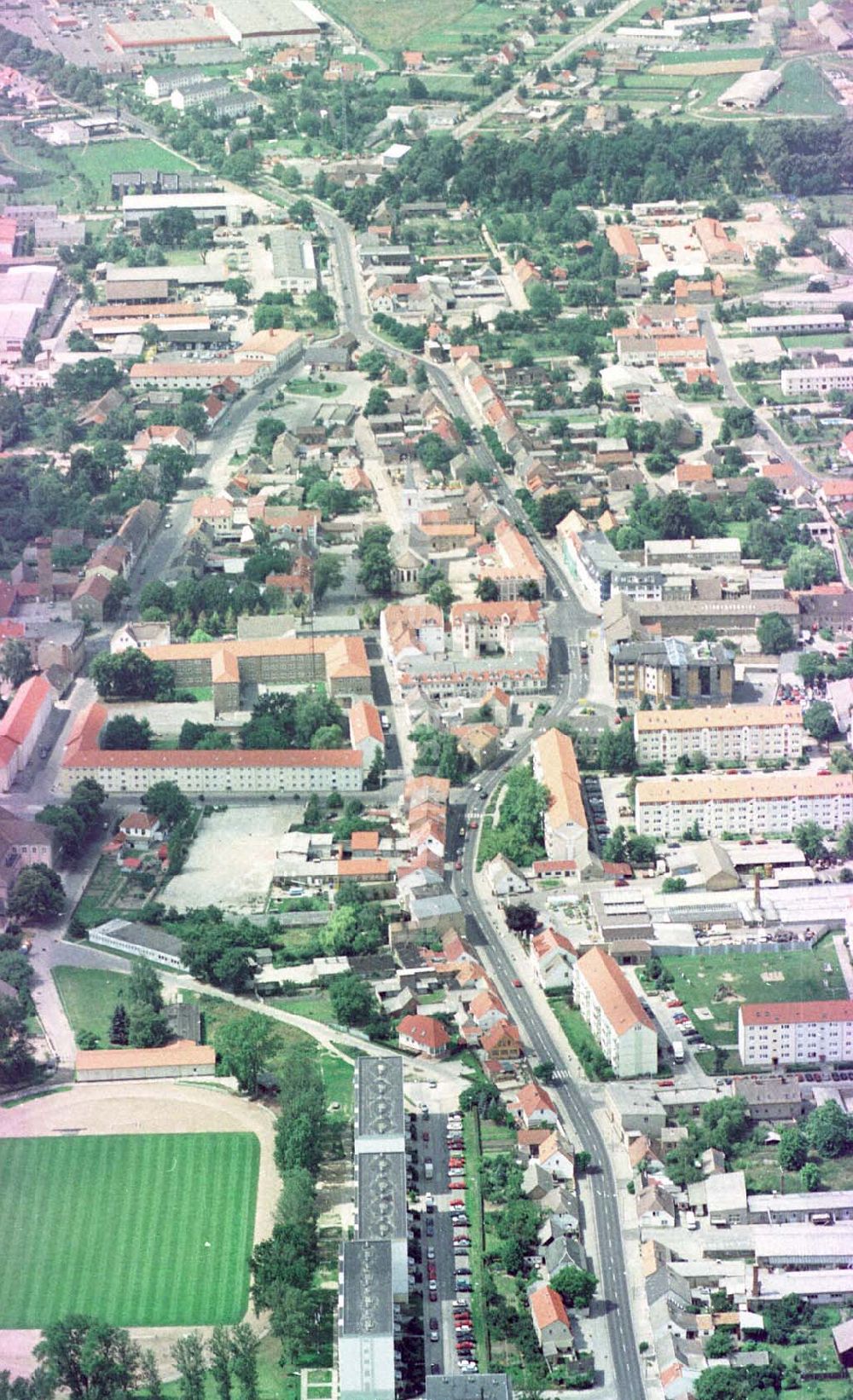 Seelow / Brandenburg von oben - Stadtzentrum von Seelow / Brandenburg