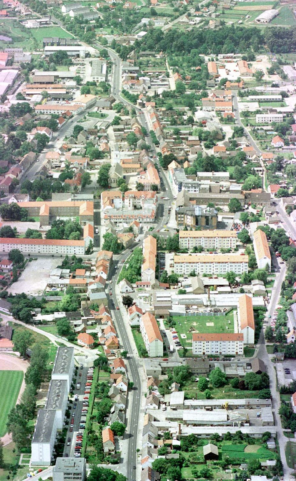 Seelow / Brandenburg aus der Vogelperspektive: Stadtzentrum von Seelow / Brandenburg