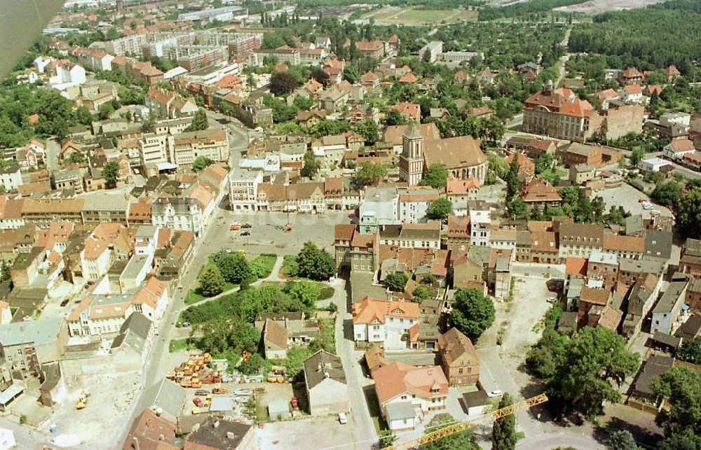 Senftenberg / Brandenburg aus der Vogelperspektive: Stadtzentrum von Senftenberg in Brandenburg.