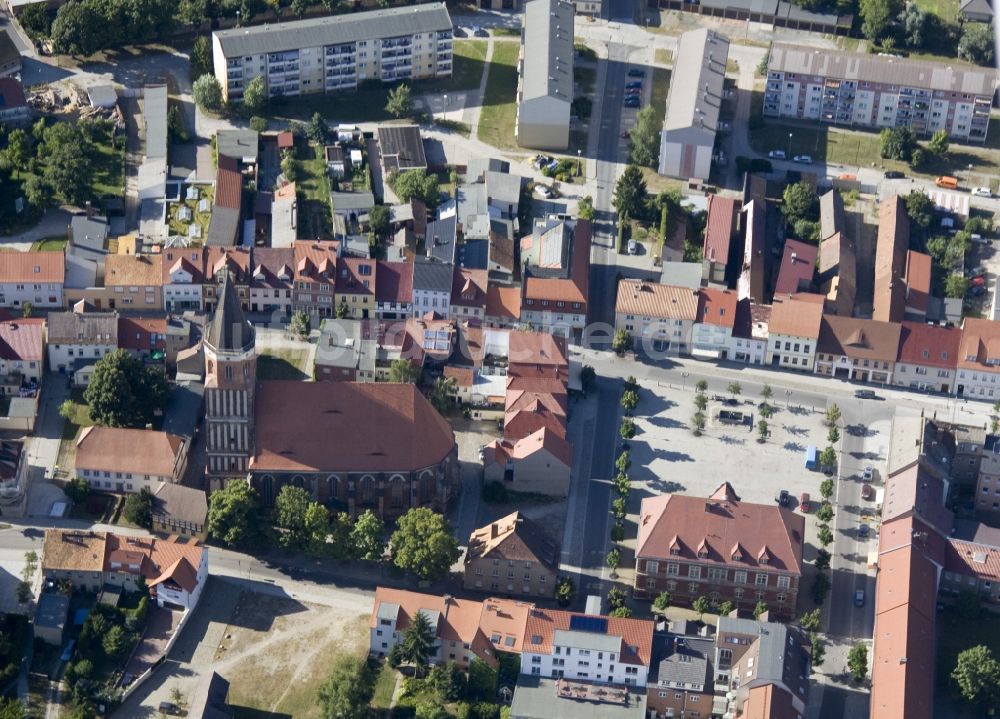 Calau aus der Vogelperspektive: Stadtzentrum der Stadt Calau im Landkreis Oberspreewald Lausitz im Bundesland Brandenburg