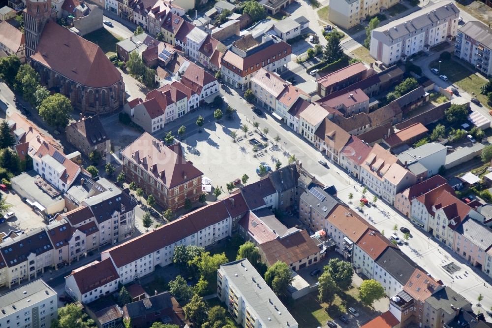 Luftbild Calau - Stadtzentrum der Stadt Calau im Landkreis Oberspreewald Lausitz im Bundesland Brandenburg