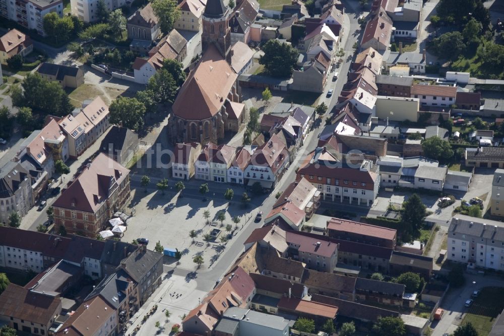 Calau aus der Vogelperspektive: Stadtzentrum der Stadt Calau im Landkreis Oberspreewald Lausitz im Bundesland Brandenburg