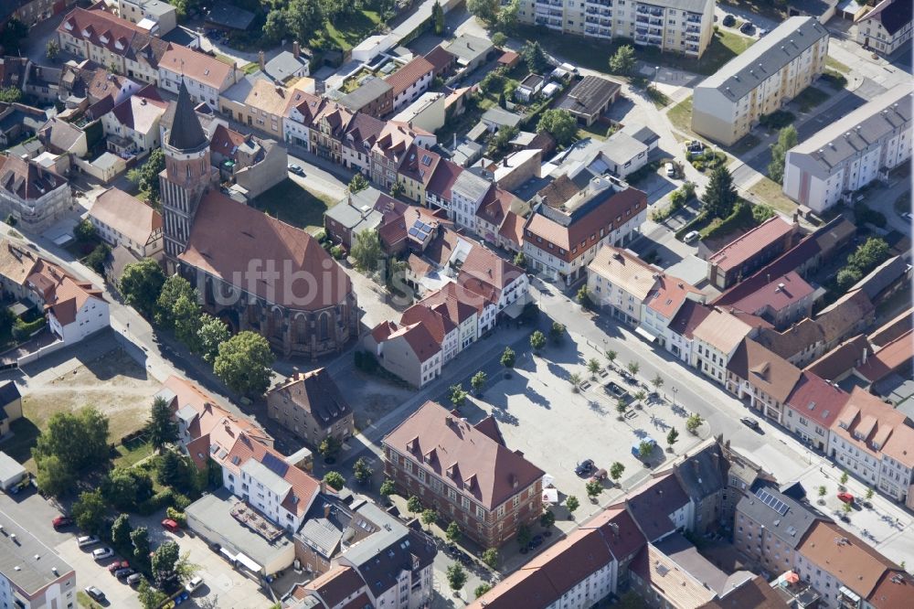 Luftbild Calau - Stadtzentrum der Stadt Calau im Landkreis Oberspreewald Lausitz im Bundesland Brandenburg