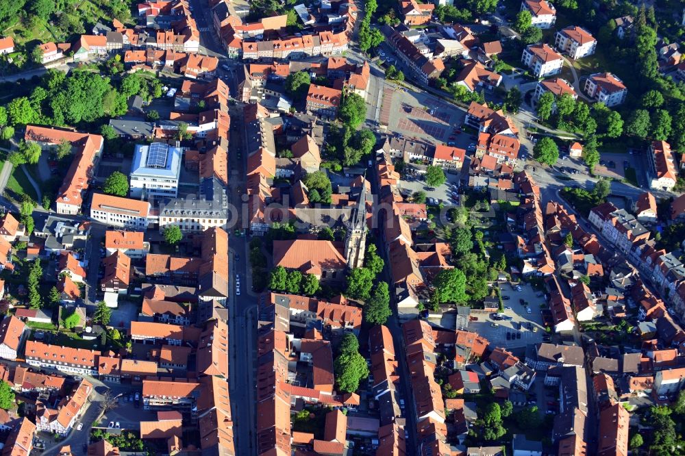 Wernigerode von oben - Stadtzentrum der Stadt Wernigerode im Bundesland Sachsen-Anhalt