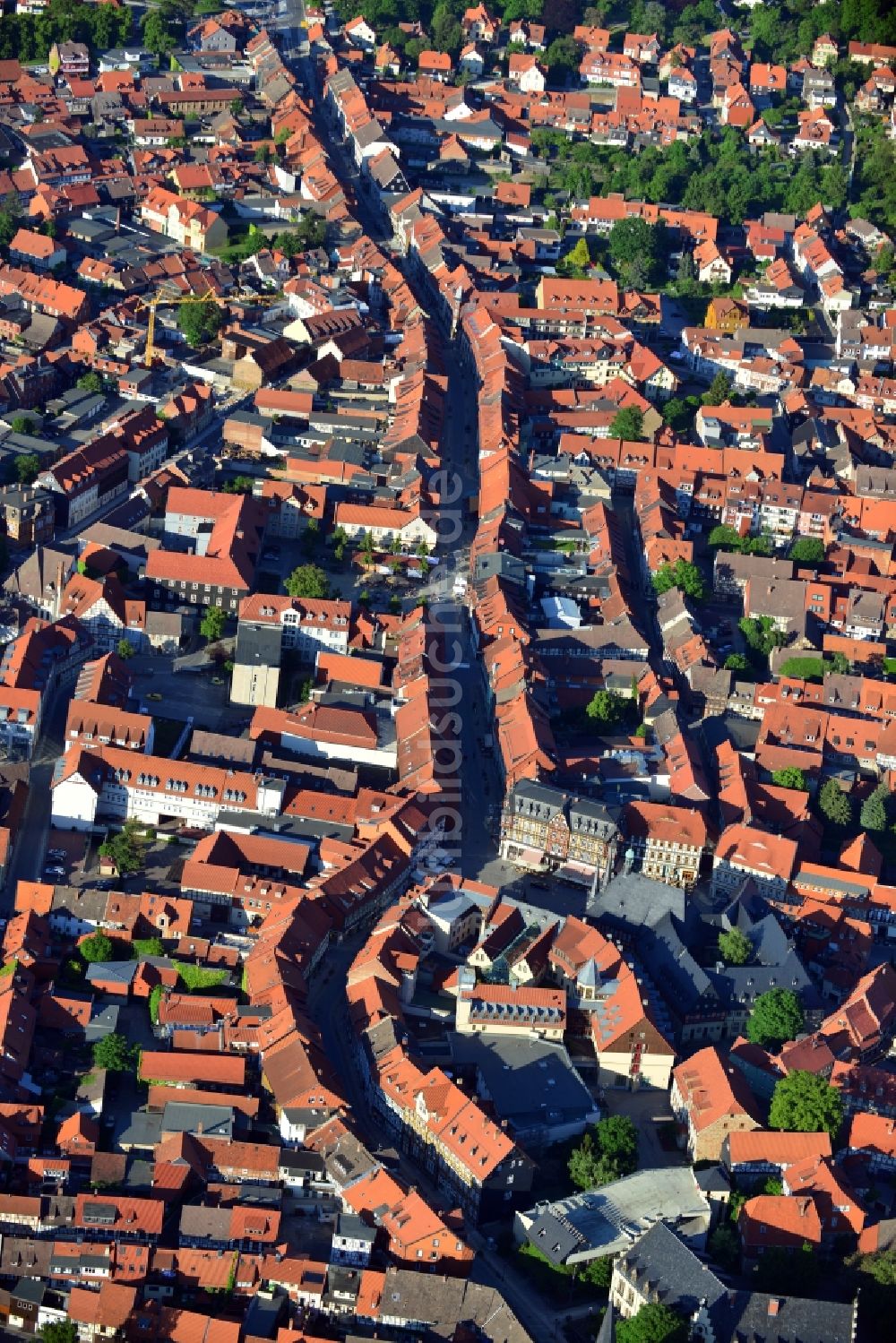 Wernigerode von oben - Stadtzentrum der Stadt Wernigerode im Bundesland Sachsen-Anhalt