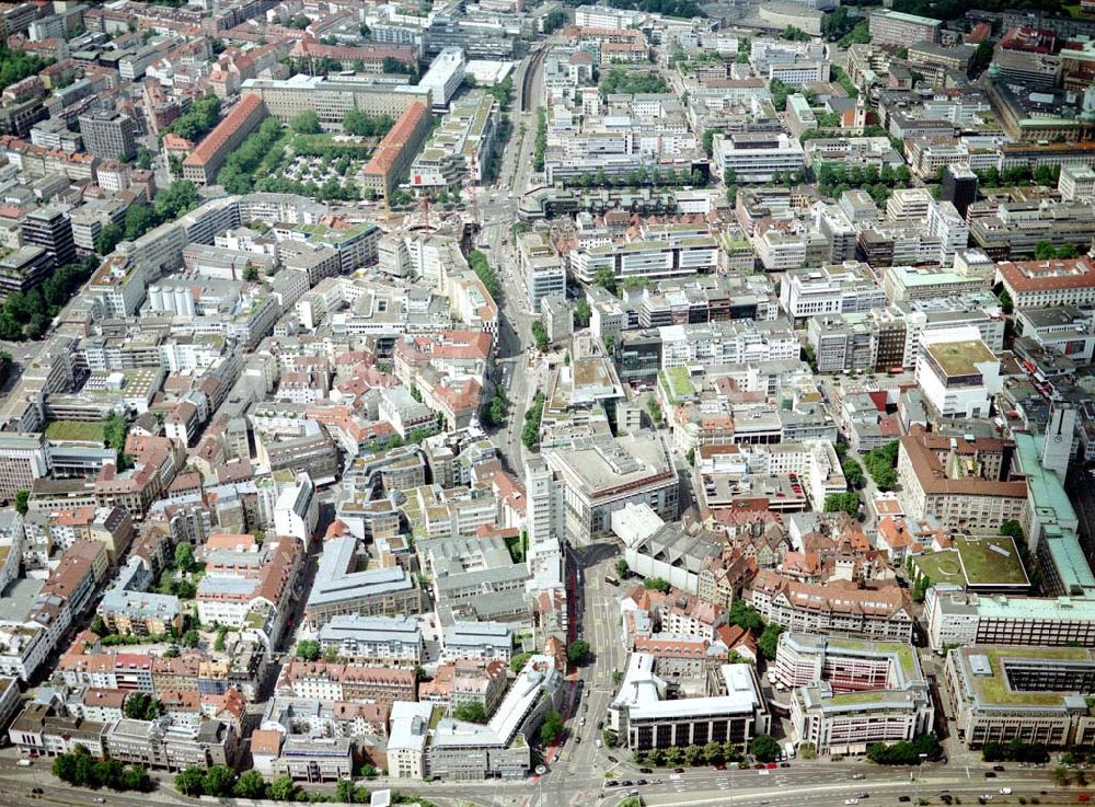 Luftaufnahme Stuttgart - Stadtzentrum von Stuttgart.