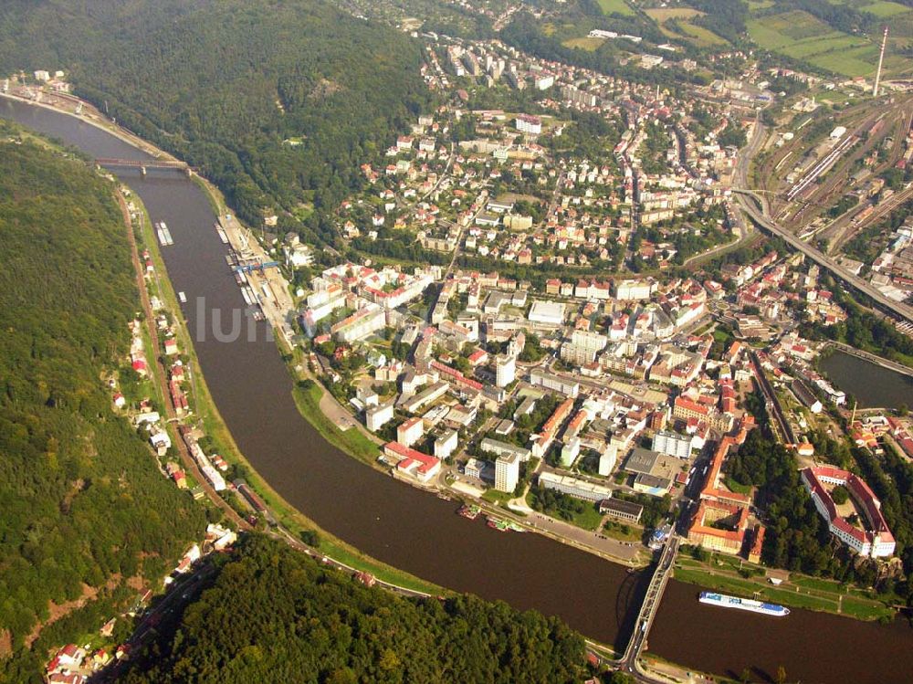 Luftaufnahme D??ín (Tetschen - Bodenbach) - Stadtzentrum von D??ín (Tetschen - Bodenbach)