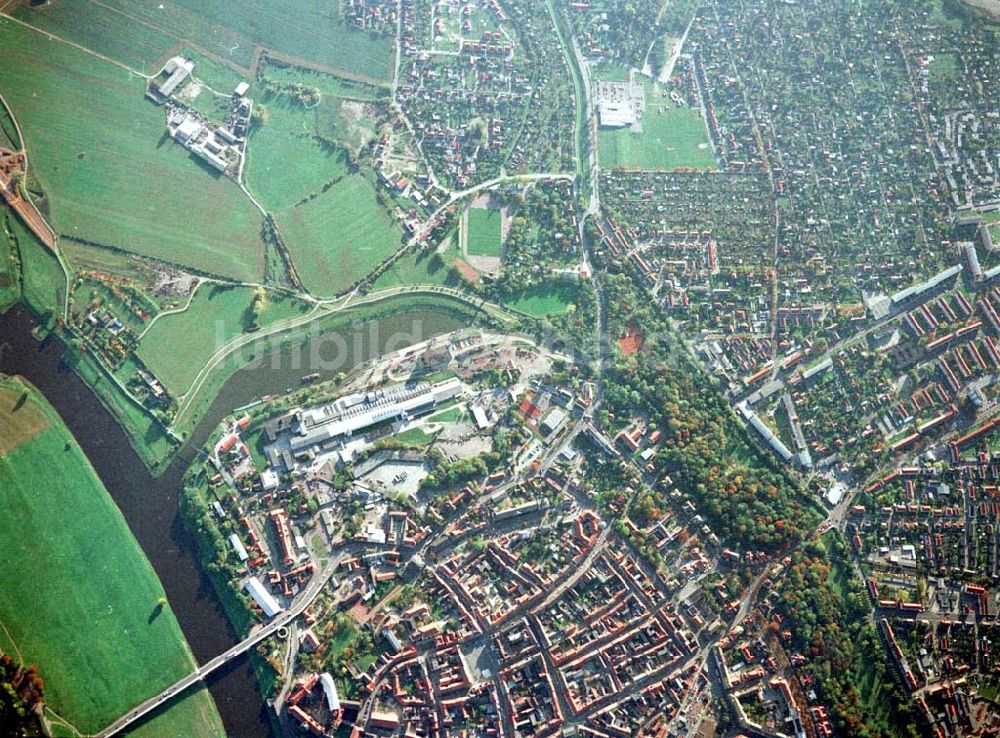 Luftbild Torgau - Stadtzentrum von Torgau aus 9800 ft Höhe.