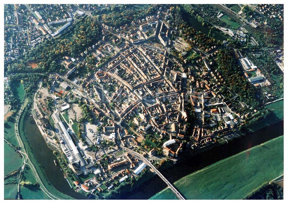 Luftbild Torgau / Sachsen - Stadtzentrum von Torgau / Sachsen (mit 35mm Optik aus 9800 ft MSL).