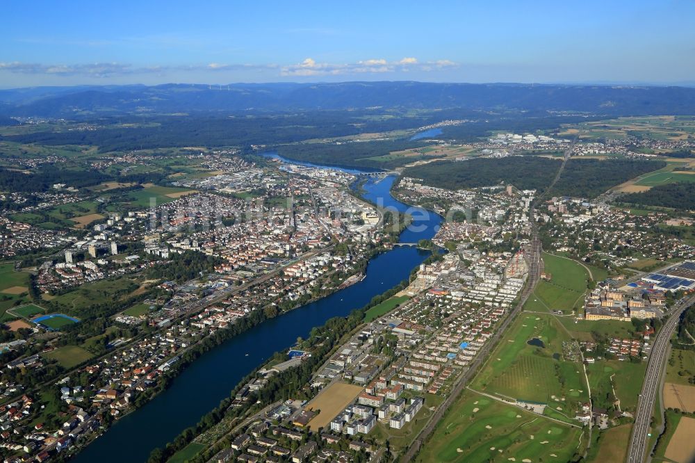 Luftbild Rheinfelden (Baden) Stadtzentrum am Ufer vom Grenzfluss