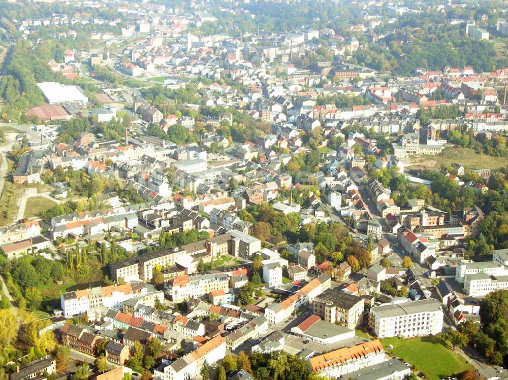 Werdau von oben - Stadtzentrum Werdau