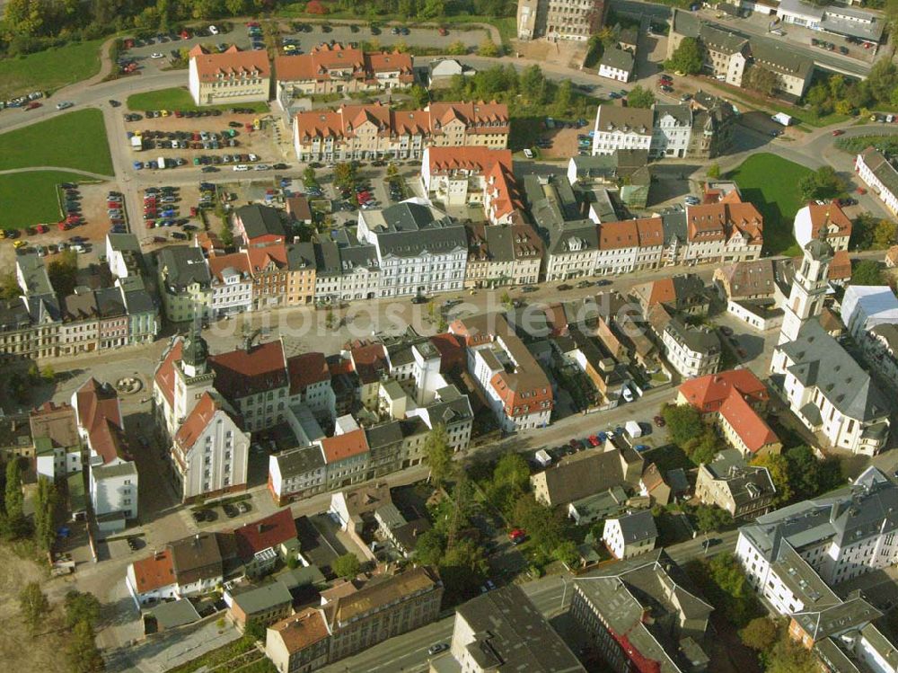 Werdau von oben - Stadtzentrum von Werdau