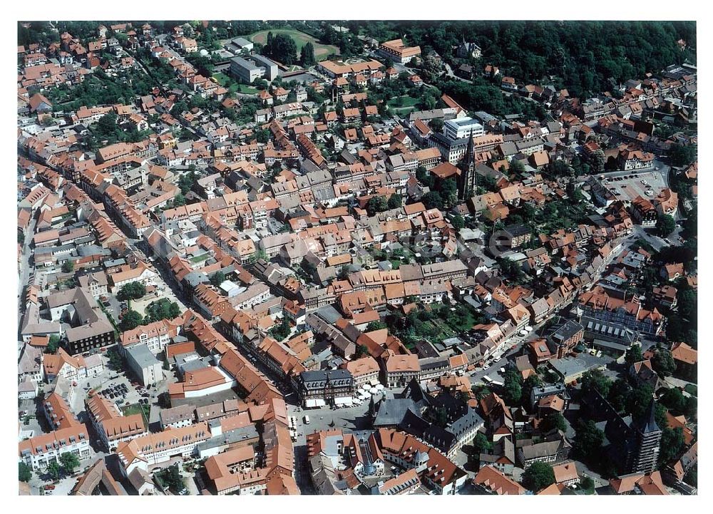 Wernigerode von oben - Stadtzentrum von Wernigerode im Harz.