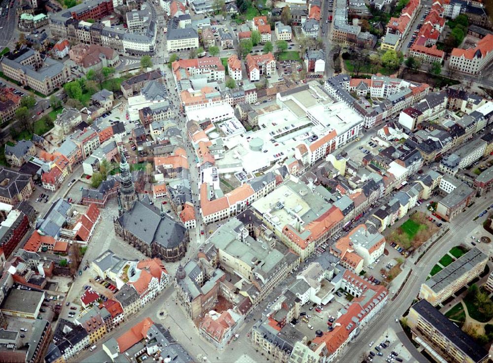 Zwickau / Sachsen aus der Vogelperspektive: Stadtzentrum von Zwickau mit neuem Einkaufszentrum.