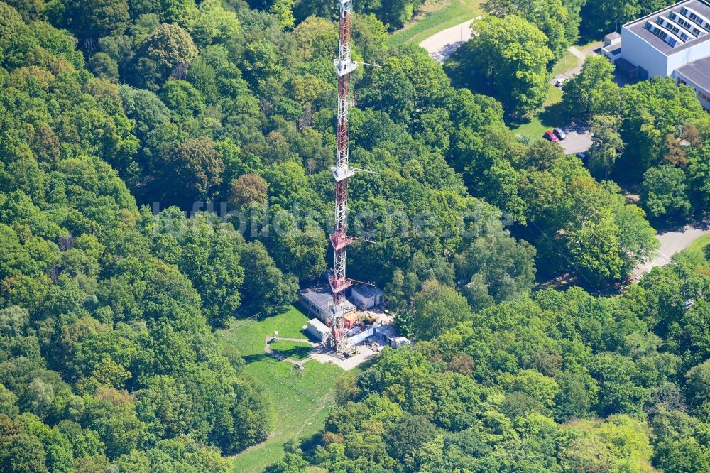 Luftbild Jülich - Stahlmast- Funkturm und Sendeanlage als Grundnetzsender in Jülich im Bundesland Nordrhein-Westfalen, Deutschland