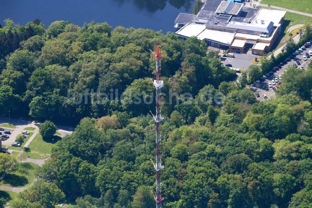 Jülich aus der Vogelperspektive: Stahlmast- Funkturm und Sendeanlage als Grundnetzsender in Jülich im Bundesland Nordrhein-Westfalen, Deutschland