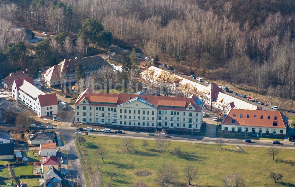 Luftbild Königs Wusterhausen - Stahlmast- Funkturm und Sendeanlage als Grundnetzsender und Sender- und Funktechnikmuseum auf dem Funkerberg in Königs Wusterhausen im Bundesland Brandenburg, Deutschland